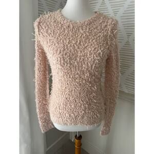Free People Small Blush Pink September Song fuzzy shaggy pullover sweater
